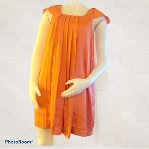 BCBG Generation Coral Silk Pleated Party Dress XS